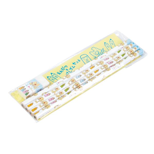 ふわりぃ えんぴつ＆けしゴムセット 2B鉛筆 (内容：鉛ぴつ4本・消しゴム1つ) ふわりぃランドセル けしごむ 男女兼用 スクールグッズ