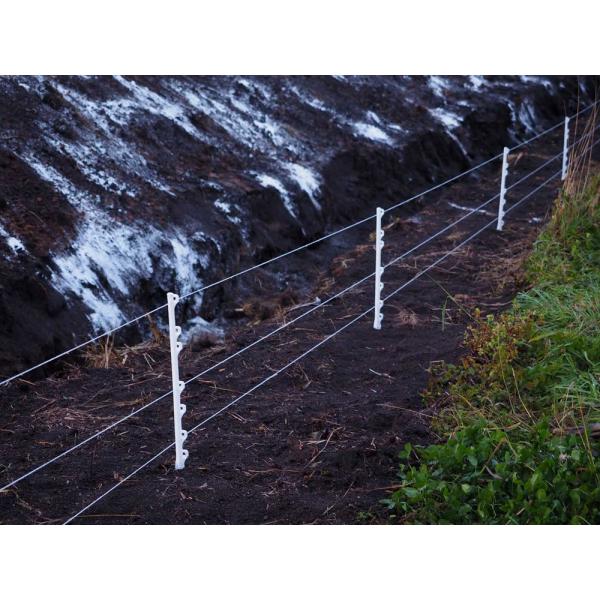 踏み込みステップ式の電気牧柵用ポール白色で見やすく長持ち【特徴】・抗UVプラスチックで紫外線に強く、長く使える・踏み込みステップで設置が簡単・屋外で一番目立つ白色のポール・架線部は取り付けやすく、取り外しにくいデザイン・大きなステップでしっ...