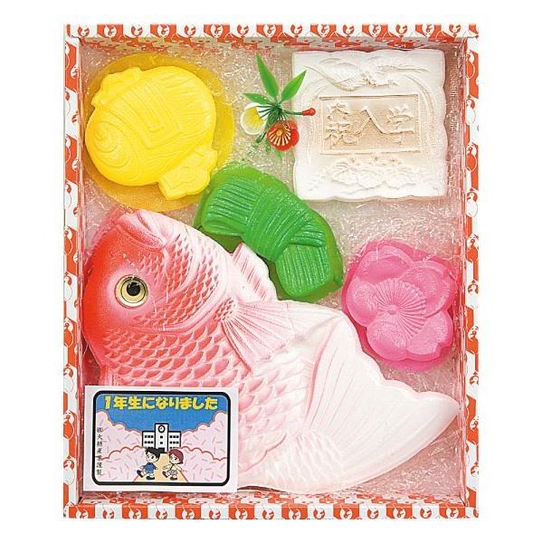 入学祝　入学内祝　祝い砂糖　鯛型 砂糖製品　成型砂糖ギフト （NI-300）  新入学祝いに、おめでたい祝鯛と縁起物のセット　入進学 入学御祝  お返し 御礼
