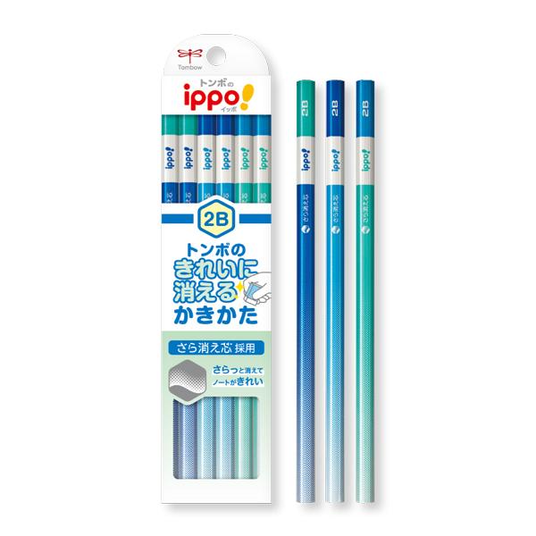 鉛筆　名入れ鉛筆　トンボ鉛筆　ippo(イッポ)　きれいに消えるかきかたえんぴつ　2B　ブルー　ラメ軸　10061074