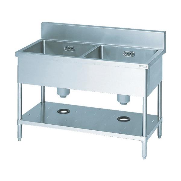 送料別途)(直送品)マルゼン 二槽シンク900×450×800(ホース付) BS2-094
