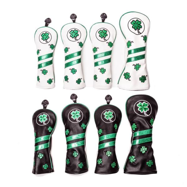 ゴルフヘッドカバー ウッド用カバー ドライバー440cc 460cc用カバー ユーティリティ UT用カバー クローバー模様 変換ダグ付 単品 防水仕様 送料無料ドライバー用：約350×150mm 460cc 440cc対応ウッド用： 約29...