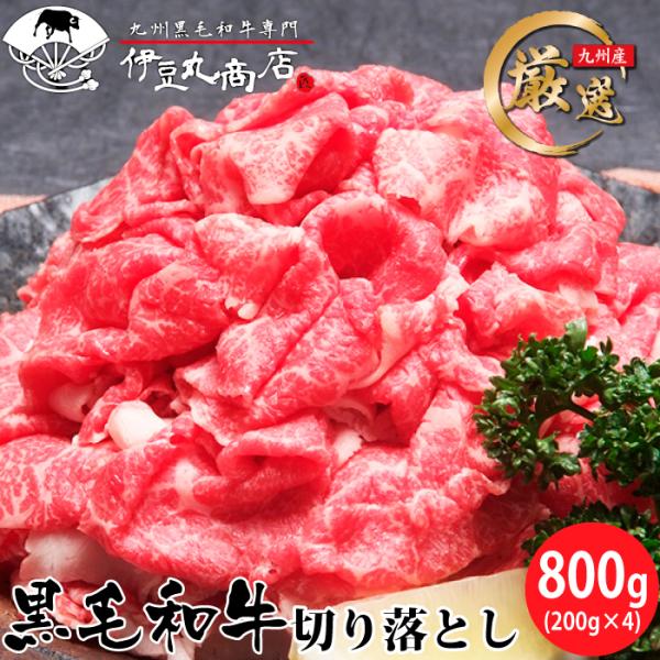 厳選 九州産 黒毛和牛 切り落とし 800g (200g×4パック) 和牛 国産 牛肉 ギフト 贈り物 プレゼント 御祝い 内祝 お歳暮 牛丼 肉じゃが 焼肉
