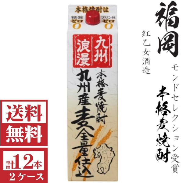 紅乙女酒造 [送料無料]本格麦焼酎 九州浪漫25度1800mlパック2ケース