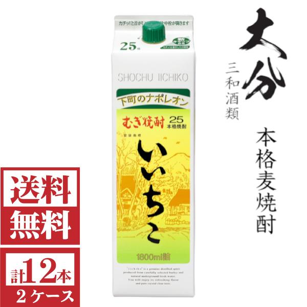 いいちこ 麦焼酎 25度 1800ml パック 12本 いいちこ25度 [送料無料]本格麦焼酎 いいちこ25度1800mlパック2ケース