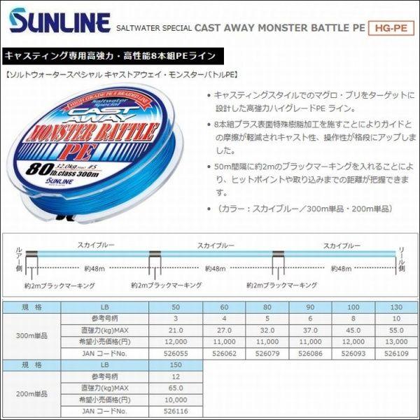 サンライン キャストアウェイモンスターバトルpe 300ｍ 8号 100lb 国産8本組peライン Castaway Vs 80 フィッシングk Z ケーズ 通販 Yahoo ショッピング
