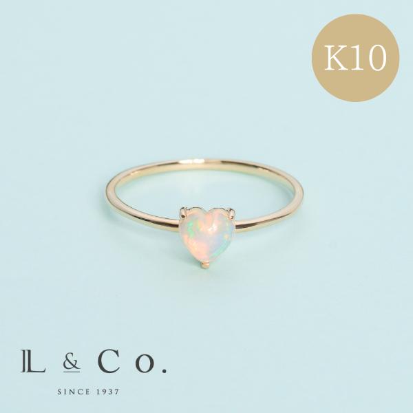 Jewel closet by L&Co. K10 オパールダイヤリング 13号 Jewel closet by L&Co. リング レディース オパール ハート K10 10金