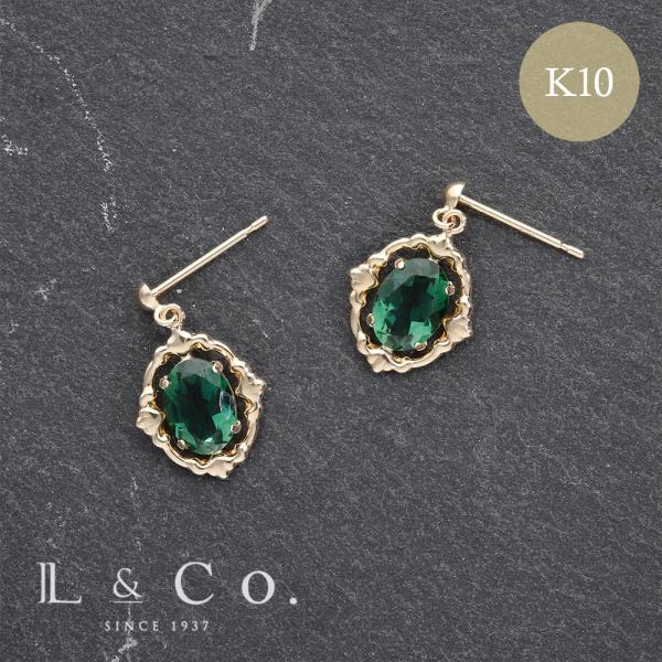 Jewel closet by L&Co. K10 ピアスグリーンクォーツ Jewel closet by L&Co. ピアス レディース カラーストーン K10 10金