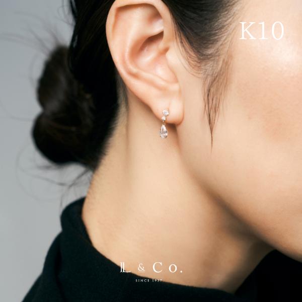 ピアス レディース  地金 K10 10金 シンプル  両耳用 イエローゴールド  L&Co. エルアンドコー