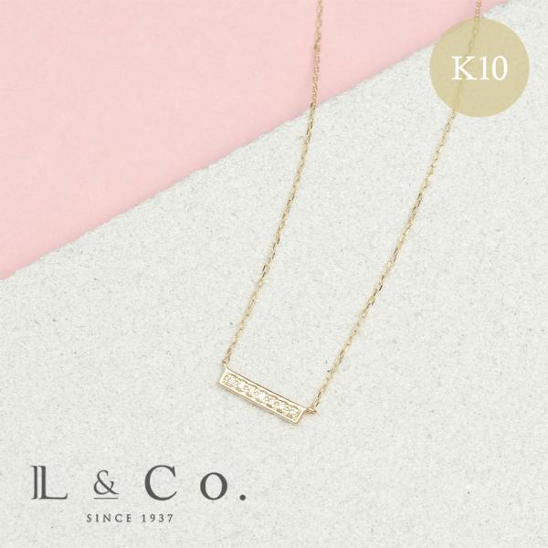 k10 ゴールド バーネックレス リラ Lilas ボックスダイヤ12mmバーティカルバーネックレス K10