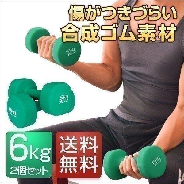 1年保証 ダンベル 6kg 2個セット 合計12kg カラーダンベル 男女
