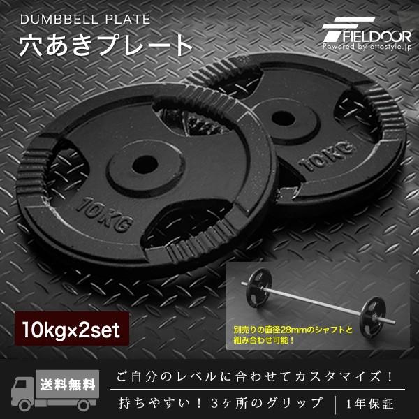 1年保証 バーベル 用 プレート 穴あき 10kg 2個セット 追加 ダンベルプレート ダンベル ウェイト 筋トレ ウエイト トレーニング 重り 交換  パーツ 送料無料