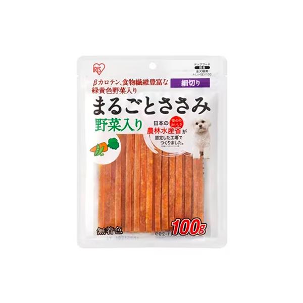 他サイト： I-4967576709514 アイリスオーヤマ まるごとささみジャーキー 細切り 野菜入り 100g P-IJ-HSEV100の商品画像
