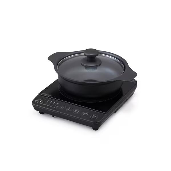 アイリスオーヤマ【IRIS】1口 卓上IHコンロ鍋セット 1000W ブラック 鍋20cm IHKP-T39220-B【卓上IHクッキングヒーター】 IRIS OHYAMA（アイリスオーヤマ） IHKP-T39220-B 1口 卓上IHコンロ鍋