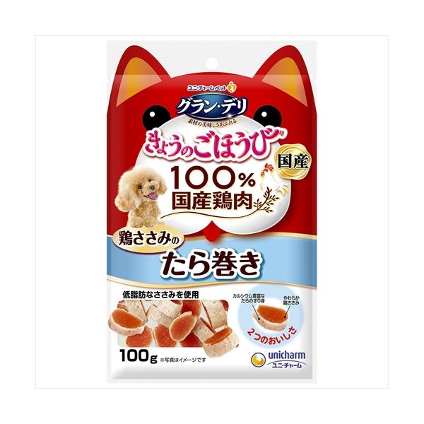 他サイト： P-4520699608722 ユニ・チャーム  銀のさらごほうび　たら巻きささみ１００ｇ ユニチャームの商品画像