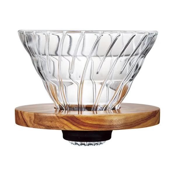 他サイト： VDGR-02-OV ハリオ V60耐熱ガラス透過ドリッパー オリーブウッド 02 コーヒードリップ 1〜4杯用の商品画像