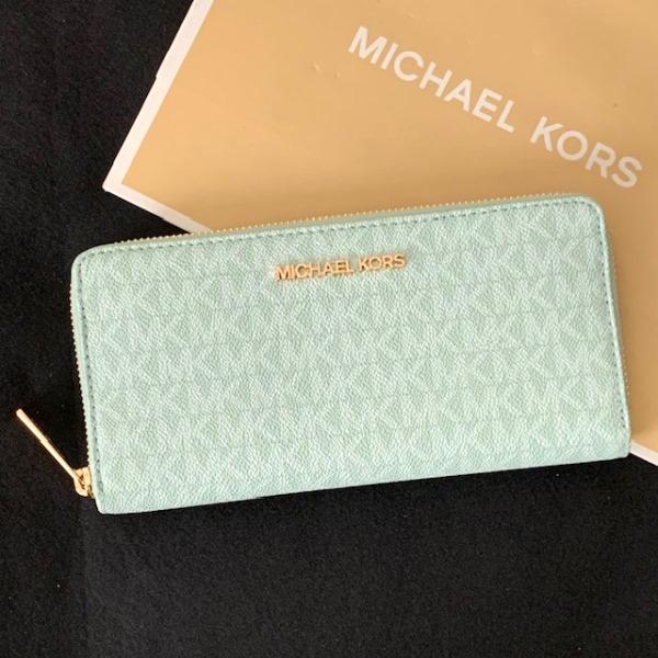 マイケルコース 長財布 グリーン MKシグネチャーMICHAEL KORS 