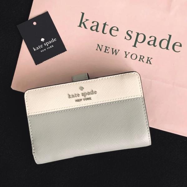 kate spade NEW YORK ケイトスペード 財布 二つ折り グレー バイ