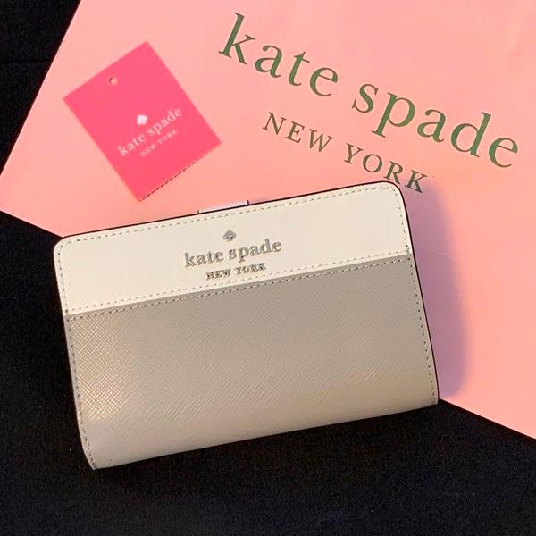 ケイトスペード 財布 二つ折り グレー バイカラー kate spade/WLR00124 