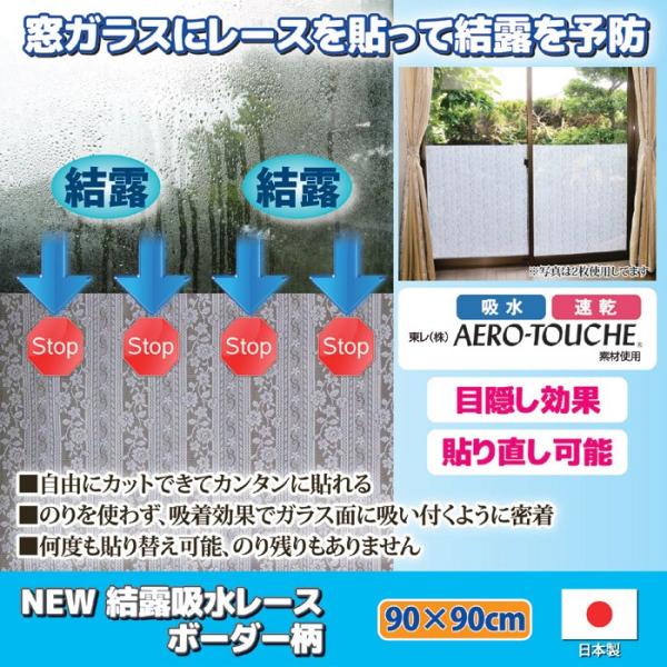 露吸水レース 結露防止シート 結露対策 貼り直し可能 窓ガラス New ボーダー柄 90 90cm Buyee 日本代购平台 产品购物网站大全 Buyee一站式代购 Bot Online