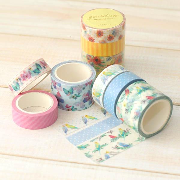 【ガーデン Garden】ひらひらと舞うちょうちょ　あざやかに咲く花々　色とりどりのインコたち　小さな庭をイメージした優しい水彩イラストのステーショナリーシリーズ。大人気ガーデンシリーズから、マスキングテープセットが登場です！バタフライはピ...
