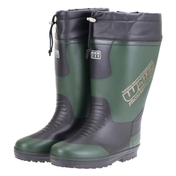 寒冷地での必需品！！防寒メンズレインブーツ◇裏布：4ｍｍ厚ウレタン+起毛ウレタンインナーソックス◇内 寸：320mm 総丈350mm キープ部80mm◇重 量：約1060ｇ(片足Lサイズの場合)◇機 能・動きやすさを追求した驚きの軽さ！！・...