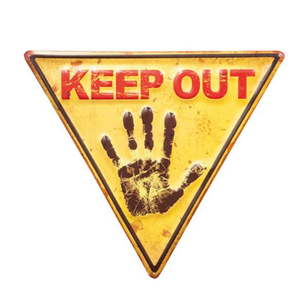 エンボス メタルサイン 看板 KEEP OUT （立ち入り禁止) ハンド