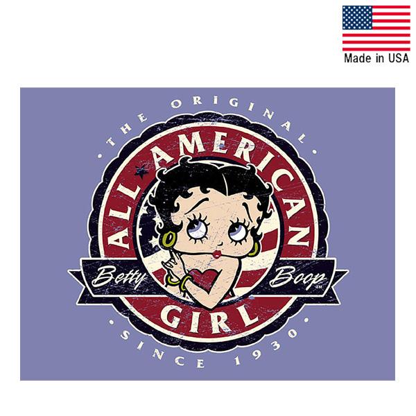 メタルサイン "Betty Boop" "ALL AMERICAN GIRL" ベティ・ブープ 看板 縦32cm×横41cm アメリカ製 ■ キャラクター ベティーブープ ベティちゃん