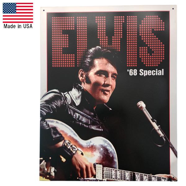 メタルサイン "ELVIS PRESLEY '68 Special" エルヴィス・プレスリー '68 スペシャル 看板 縦40.5cm×横32cm ■ アメリカ ロック エルビスプレスリー