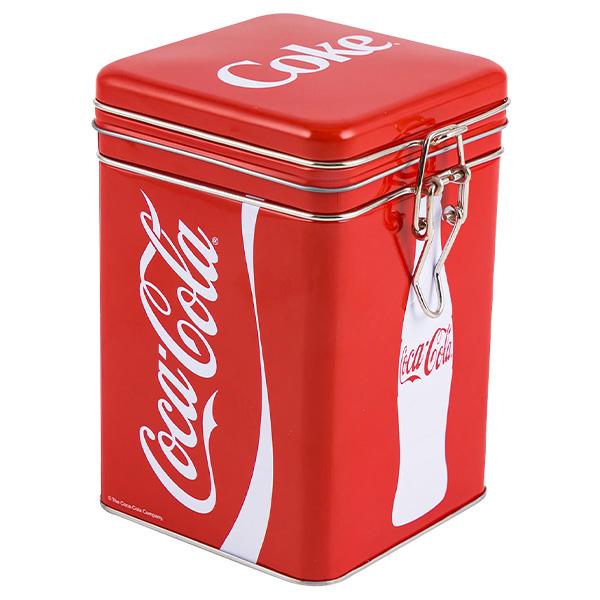 コカコーラ レクタングル キャニスター 横幅10.5cm×奥行10.5cm×高さ16.5cm ■ COCA COLA コカ・コーラ 小物入れ 保存容器 アメリカン 雑貨 インテリア ブリキ