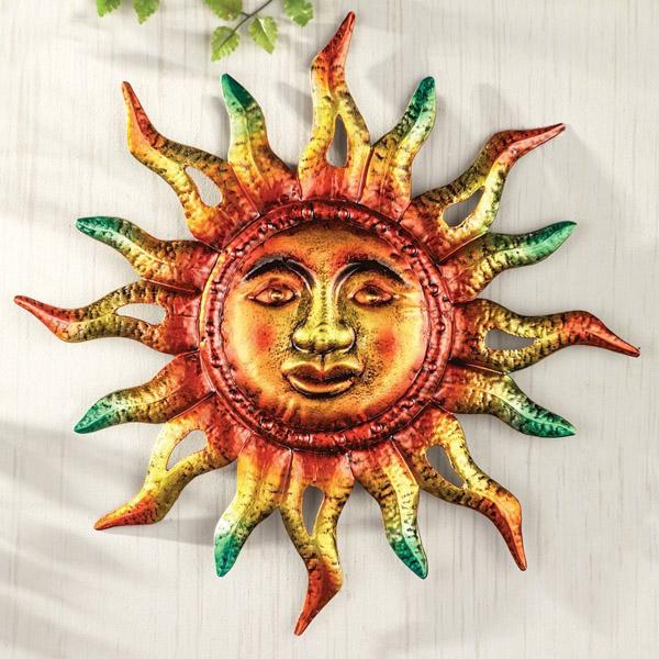大型メタル 円形ウォールアート 海外ウォールデコ 壁装飾オブジェ 太陽のメタルウォールアート 壁掛けインテリア □ インテリア オブジェ