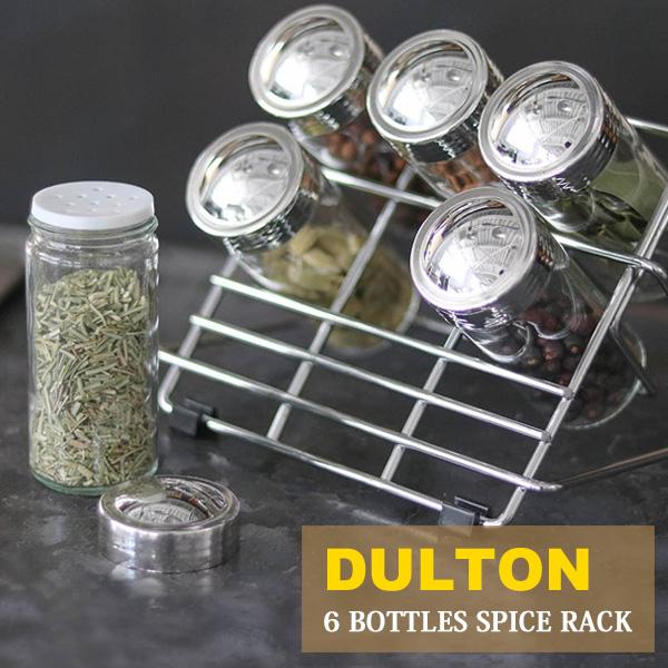 DULTON ダルトン 6ボトル スパイス ラック CH01-K14 調味料入れ 塩 胡椒 スパイス 保存容器 キッチン 収納 ガラス容器 シンプル 6本
