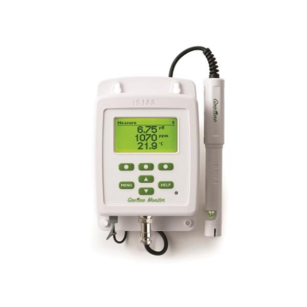 GroLine 水耕栽培向け壁掛け式pH/EC/TDS/℃モニターHI 981420
