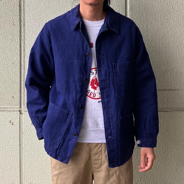 USED 80'S ユーロワークジャケット WORK JKT カバーオール - NAVY