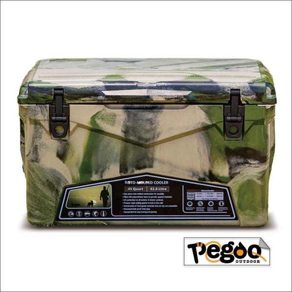 Pegoo ハードクーラーボックス 45QT (42.8L) ステッカー付 アーミー