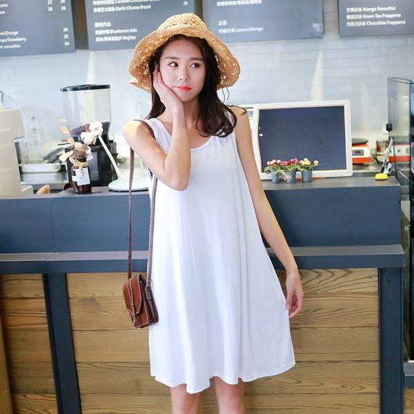 ワンピース 体型カバー ワンピース レディース 夏 キレイめ ワンピース ショート丈 カットソー ノースリーブ 無地 Buyee Servis Zakupok Tretim Licom Buyee Pokupajte Iz Yaponii