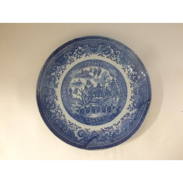 今だけ価格！】 ベロ藍 印判手 風景文 明治期 大皿 22/1_61