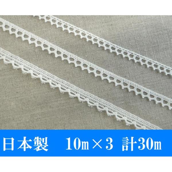 【日本製】日本製でお買い得価格になっております!工場直営の価格です●こちらの商品は、画像のレースがそのまま入った柄確定の福袋です●人気のピコトーションレースのアソートセットです●10ｍずつ入っております。キレイに台紙巻きしての発送になります...