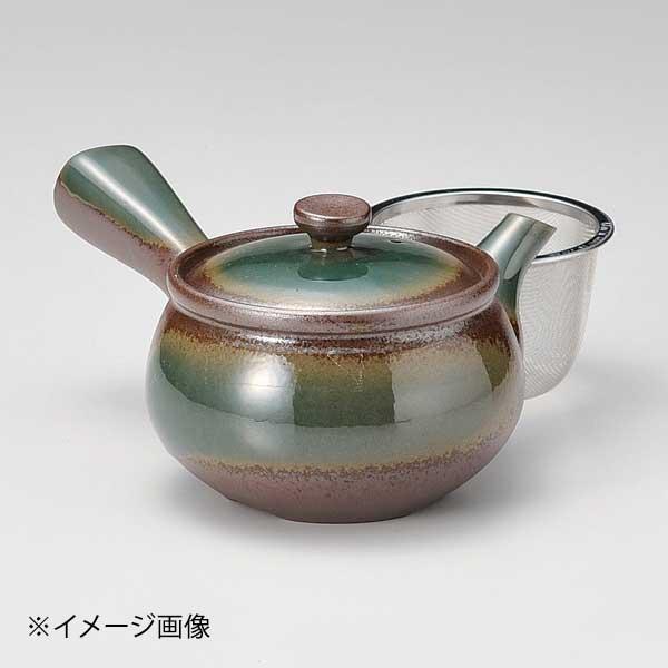 万古急須1.5丸碗織部(カゴ網付)(萬古焼)