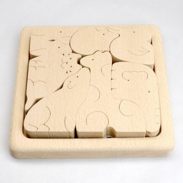 動物パズル組み木 木製パズル 木のZOOシリーズ 動物4種｜木のおもちゃ おもちゃの