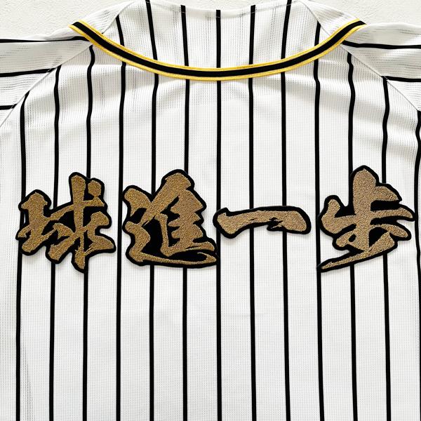 納期注意【阪神タイガース 刺繍ワッペン 球進一歩 毛筆】藤川球児監督/応援歌/ユニフォーム/優勝/刺しゅう