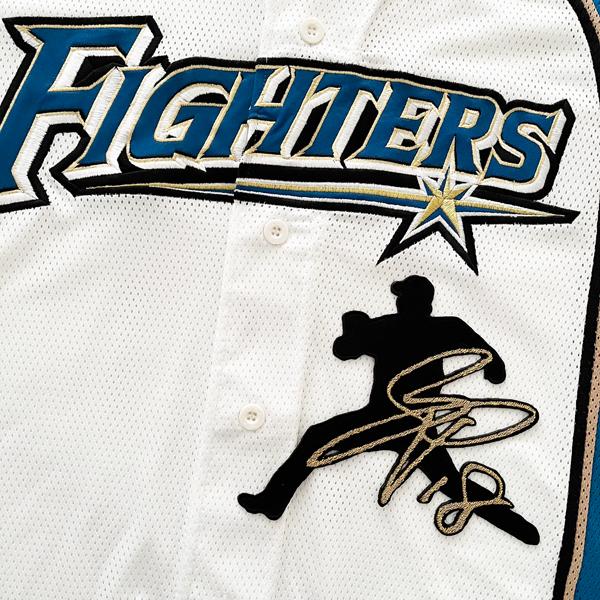 納期注意【日本ハム 刺繍ワッペン 山崎 サイン付シルエット 1】山崎福