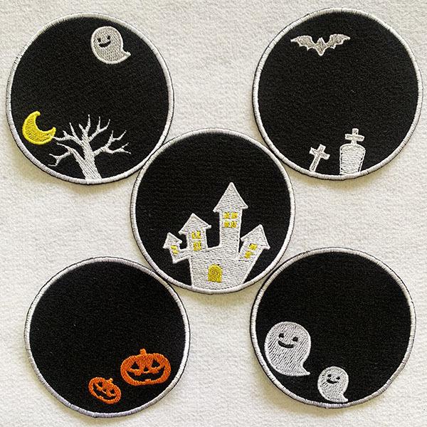 送料無料】Halloween ハロウィン 刺繍 コースター 5点セット フェルト