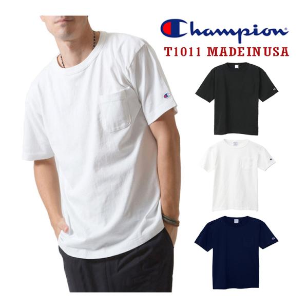 Champion チャンピオン メンズ 半袖 ポケット付Tシャツ T1011 US 厚手生地 Tシャツ アメカジ ポケT 定番 C5-B303