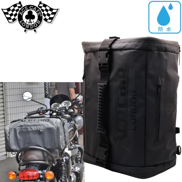 ロンドン本店購入品　ace cafe london ブラックショルダーバッグ バイク用品バッグ ツーリング 防水 大容量 ブラック ACE CAFE LONDON