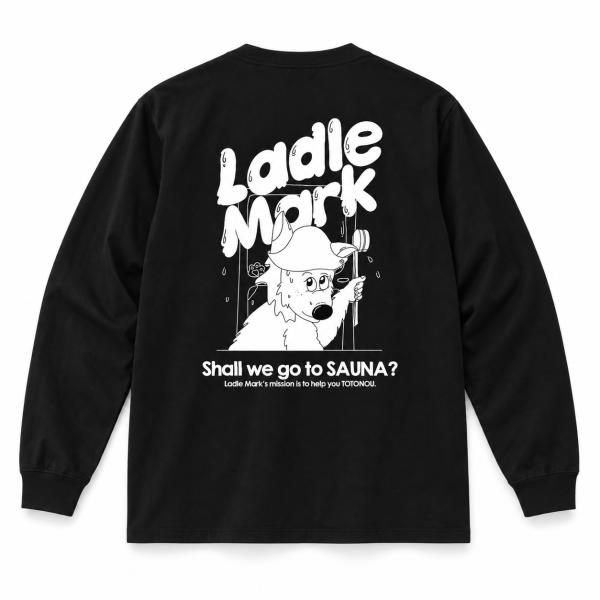 ハイロンTシャツ 長袖 ロングスリーブ 綿100% 6.5オンス Ladle Mark ハイロくん バックプリント 黒 白 M L XL