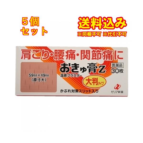 他サイト： 【第3類医薬品】ゼリア新薬　おきゅ膏Z　大判タイプ　30枚入【セルフメディケーション税制対象】×5個の商品画像