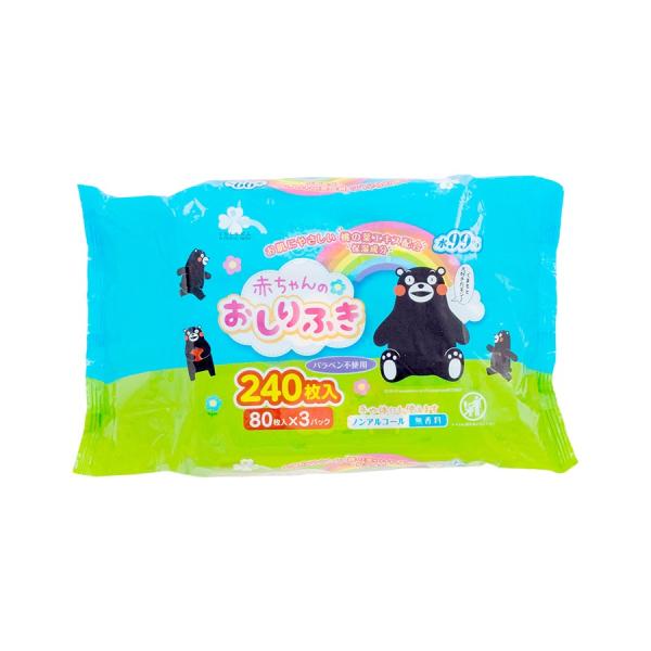 くらしリズム 赤ちゃんのおしりふき くまモン(80枚×3個)×12個 くらしリズム 赤ちゃんのおしりふき くまモン(80枚×3個)×12個
