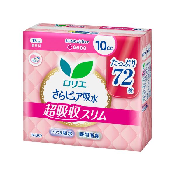 他サイト： 花王　ロリエ　さらピュア吸水　超吸収スリム　10cc　無香料　スーパージャンボ　72枚（36枚×2）の商品画像