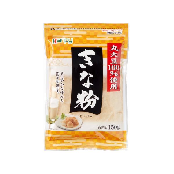 選別丸大豆を100%使用しました。きな粉ドリンク・トースト・だんご・お餅などに最適。保存に便利なチャック付き。